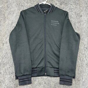 Microsoft WCB Jacket Womens Small Gray Full Zip Embroidered Logo Bomber Coat